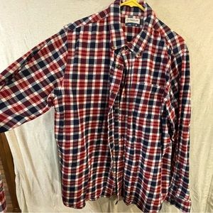 Red, White, and Blue Flannel Button Up Shirt